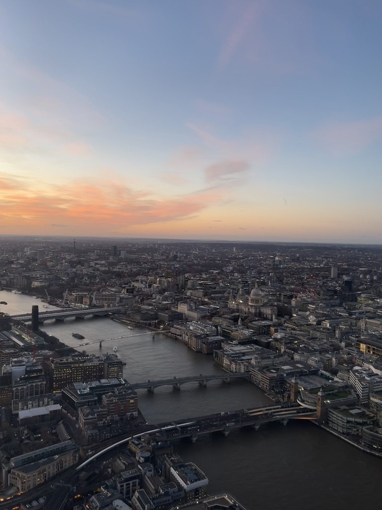 London and the Thames at sunset, seen from the Shard